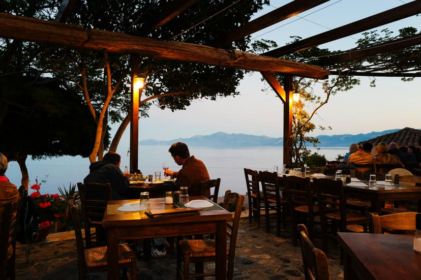 Sunset dining on the Aegean terrace